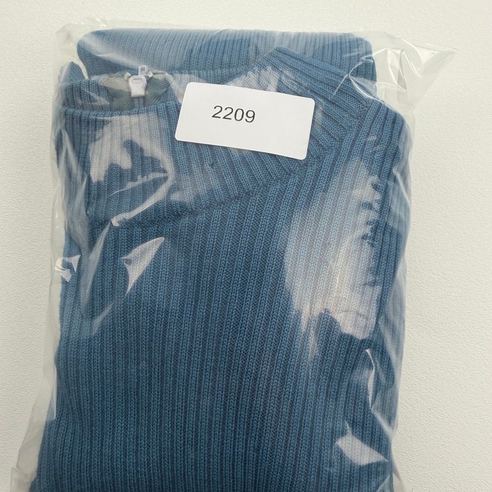 Vintage 60s Sweater Womens 14 Blue Ribbed Wool Made in Hong Kong Zip - Picture 13 of 13